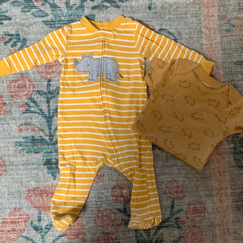 Carter’s Simple Joys Rhino pajamas & onesie bundle